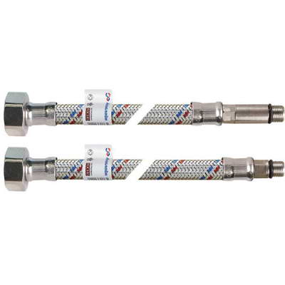 Подводка гибкая для воды латунь пара для смесителя M10-1/2″ г-ш Длина 0,5м AQUALINE 01442