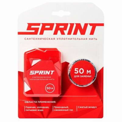 Нить уплотнительная бокс+катушка 2х50м в блистере Sprint