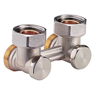 Узел нижнего подключения R388 никель для двухтр Ру10 угловой Giacomini