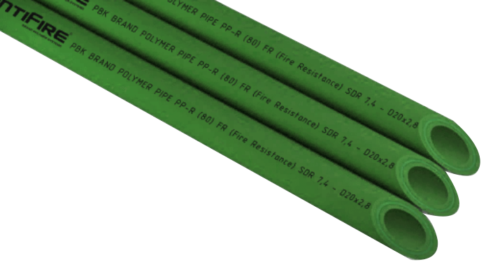 Труба зеленая PP-R FR Fire Resistant SDR 9.0 Ду40 L4м AntiFire