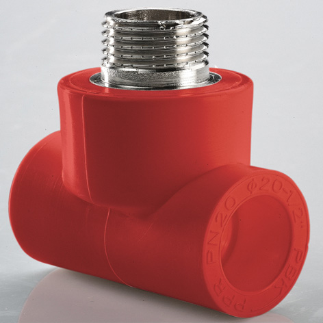 Тройник комб PP-R сталь красный Ду20х3/4″х20 НР AntiFire