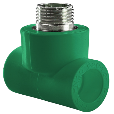 Тройник комб PP-R сталь зеленый Ду25х3/4″х25 НР AntiFire