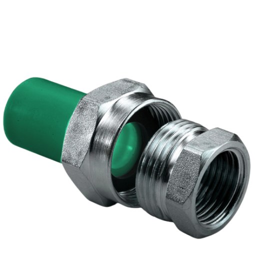 Муфта PP-R металл зеленая разъемная с накидной гайкой Ду32 - 3/4″ (Ду20) ВР AntiFire