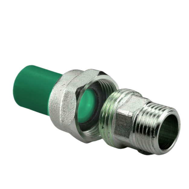 Муфта PP-R металл зеленая разъемная с накидной гайкой Ду32 - 1″ (Ду25) НР AntiFire