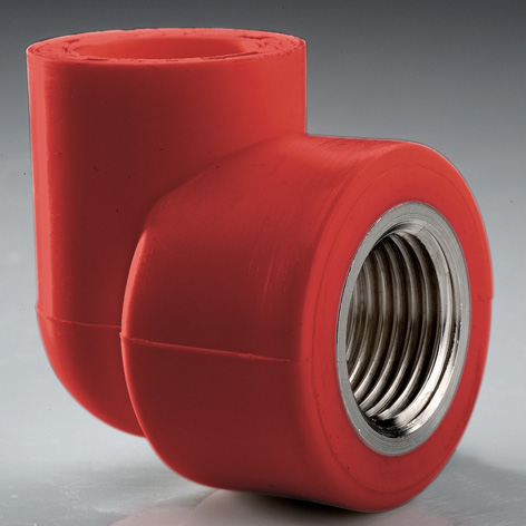 Угольник комб PP-R сталь красный Ду20 - 3/4″ (Ду20) ВР AntiFire