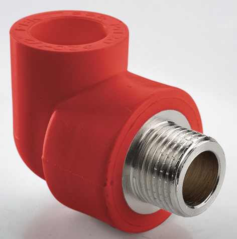 Угольник комб PP-R сталь красный Ду20 - 1/2″ (Ду15) НР AntiFire