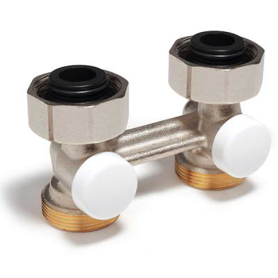 Узел нижнего подключения R387L для двухтр никель 3/4″ЕКx3/4″ЕК Ру10 прямой Giacomini R387LX002