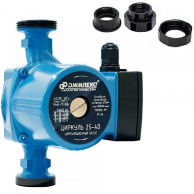 Насос циркуляционный с мокрым ротором Циркуль 25/40 PN10 1х220-240В/50Гц в/к с гайками Джилекс 2540