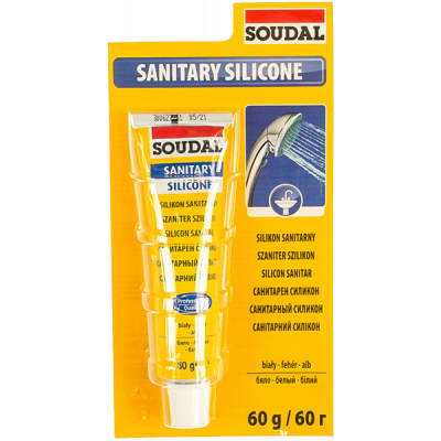 Герметик силиконовый санитарный тюбик 60мл белый Soudal