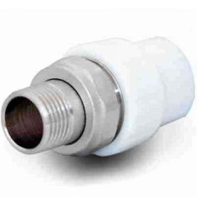 Муфта PP-R комбинированная разъемная белая НР Дн25х3/4″ для радиатора РТП