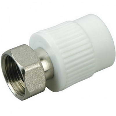 Муфта PP-R комбинированная белая нак.гайка Дн20х1/2″